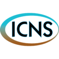 Logo with "ICNS" in bold black letters centered inside an oval with a teal and brown gradient border.